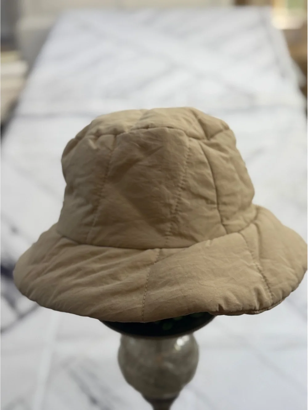 Streetwear CozyCore Puffer Quilted Beige Bucket Hat Women’s Small 22”